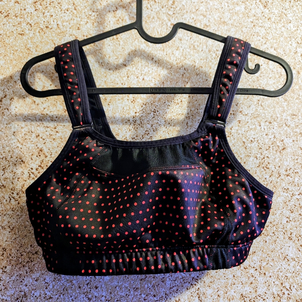 New Balance High Impact Sports Bra Pink Polka Dots Size 30B